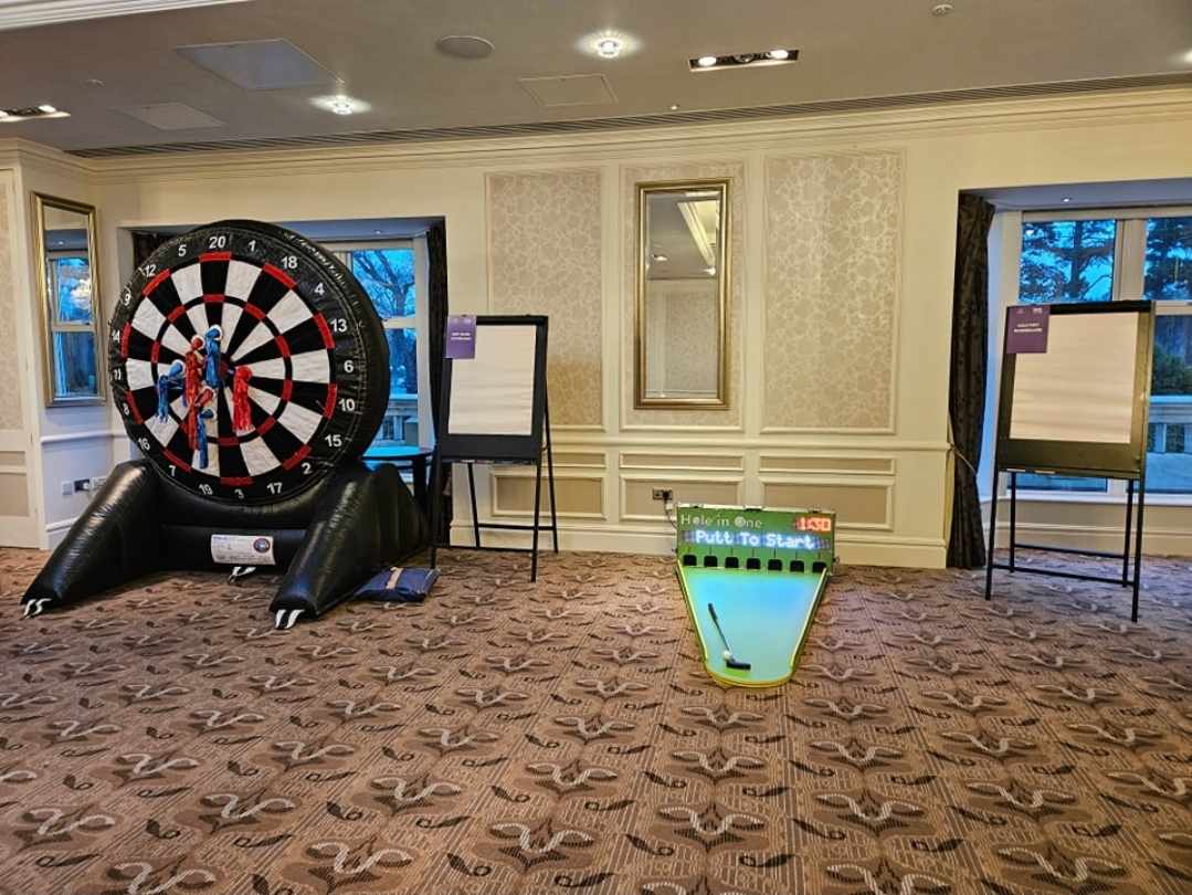shuffleboard and golf putt challenge